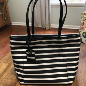 Black and White striped Kate Spade tote